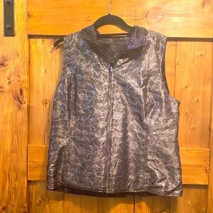 Chico's Black and Silver Floral Vest